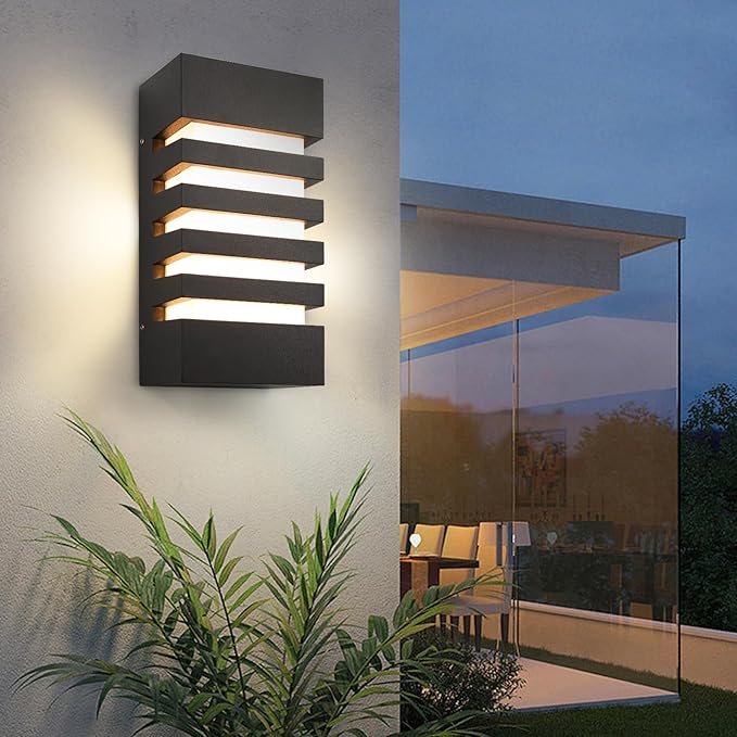 Outdoor Wall Light 12W LED Modern Wall Sconce Lamp Exterior Wall-Mounted Garden Corridor Porch Patio Light Waterproof LED Wall Light Fixture for Outdoor Lighting Warm White 300lm-VerdiqueGarden