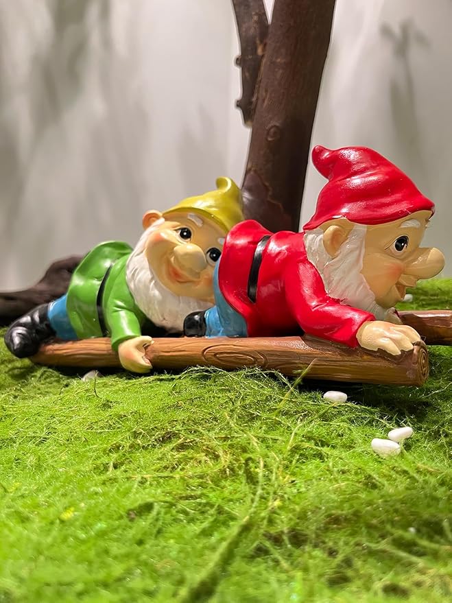 10.5'' Funny Garden Gnomes Statues, Weather-Proof Large Resin Outdoor Decor Garden Sculptures Cute Yard Decorations,Ideal Ornament for Outside Pond Pool Patio Front Porch Backyard-VerdiqueGarden