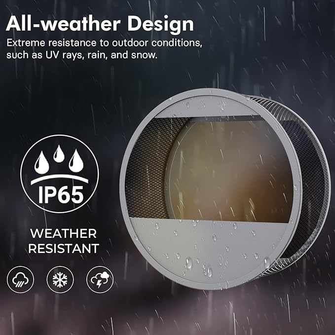 Grand patio Outdoor Circular LED Solar Hanging Wall Sconce Planter, with Dusk to Dawn Sensor Decor Wall Lighting for Garage Doorway Patio Yard, Cement Grey (S-Round)-VerdiqueGarden