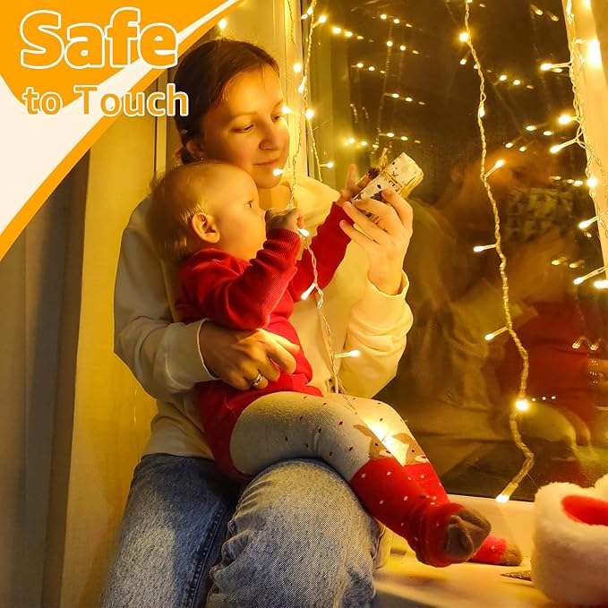 Ollny Christmas Lights Outdoor 400LED 131FT, Warm White Fairy Lights with Remote 3 Timer, Plug in 8 Modes String Lights for Bedroom Indoor Outside House Party Xmas Decorations-VerdiqueGarden