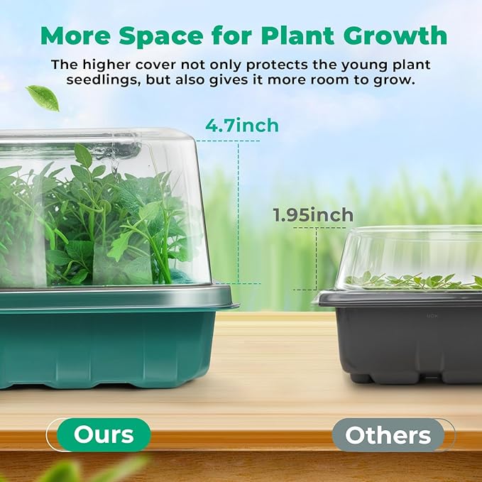 Seed Starter Tray, Seed Starter Kit with Grow Lights and Heat Mat, 96-Cell Seed Growing Tray, Seed Starting Trays Plant Starter Kit and Base, Indoor Gardening Plant Germination Trays (2)-VerdiqueGarden