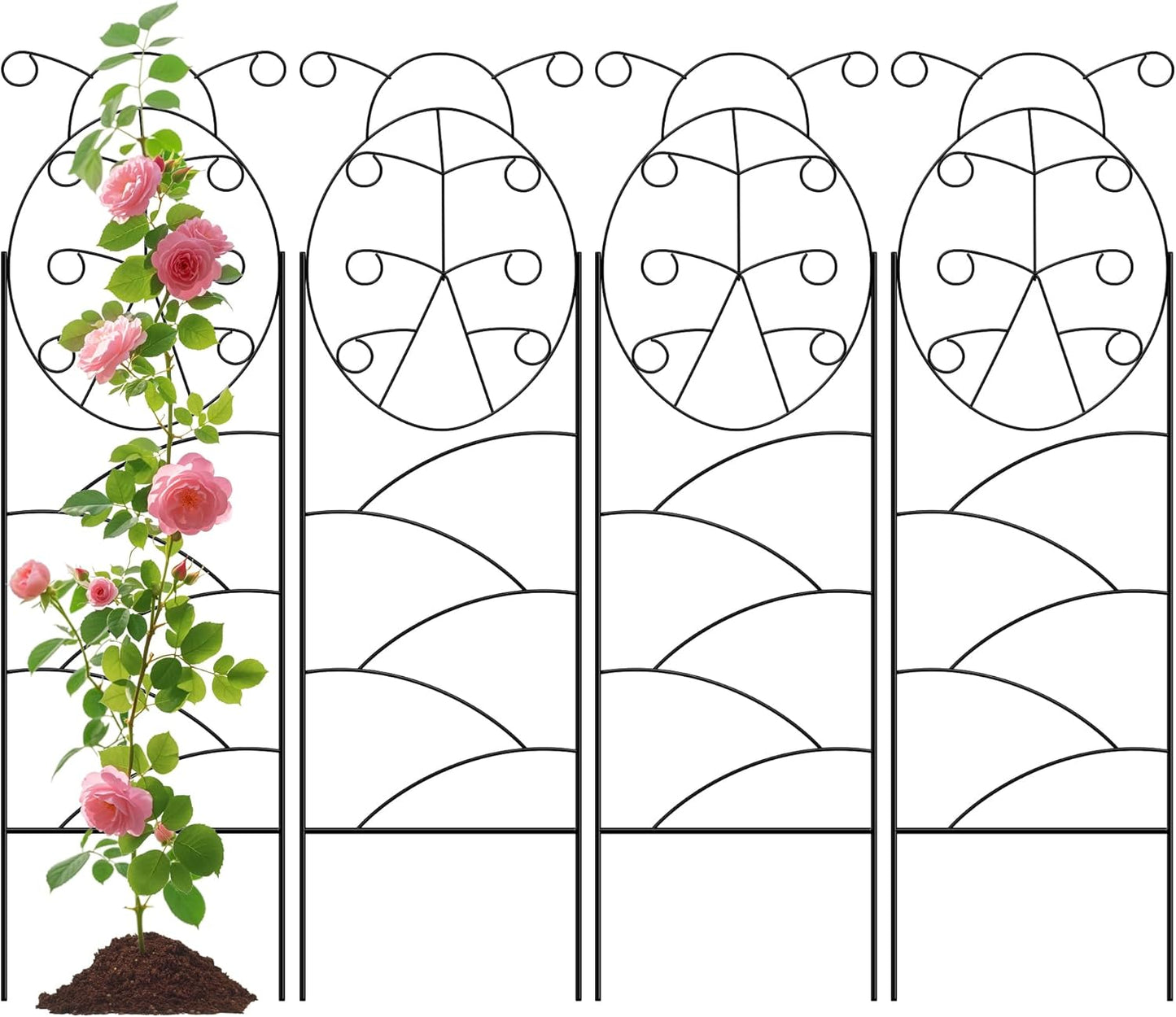 ARIFARO Garden Trellis 56″ H x16″ W (Pack of 4) Metal Climbing Plant Trellis Outdoor/Indoor Sturdy Flower Trellis for Climbing Vines, Rose, Potted Plants-VerdiqueGarden