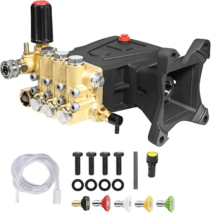 YAMATIC Horizontal Triplex Plunger Pressure Washer Pump 1" Shaft 4000 PSI 3.5 GPM, Replacement for Simpson AAA 90034, 90039,90038, Honda GX340, GX390, GX270 for Industrial Gas Powered Washers-VerdiqueGarden