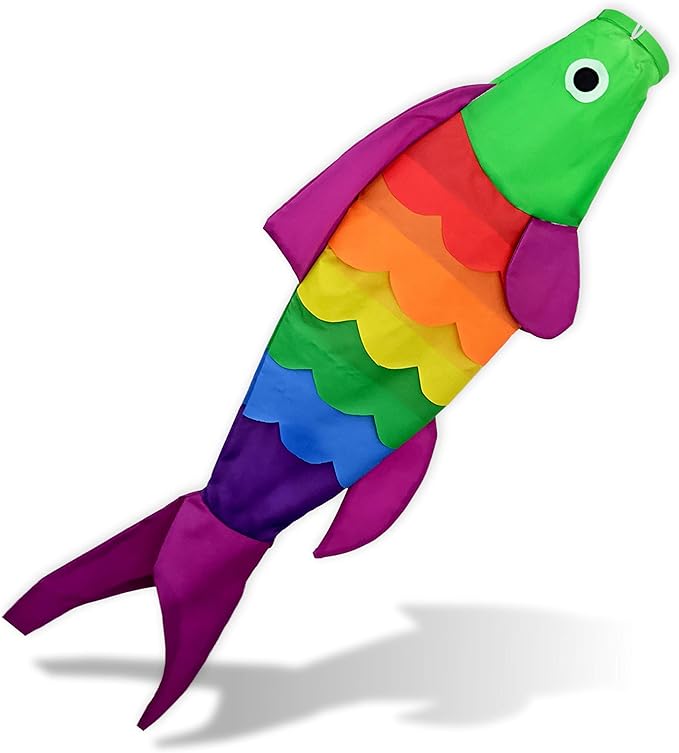 Madrona Brands Rainbow Fish Windsock | Durable Outdoor Hanging Decoration | Yard, Garden, Boat, Home and More | 40-Inch-VerdiqueGarden