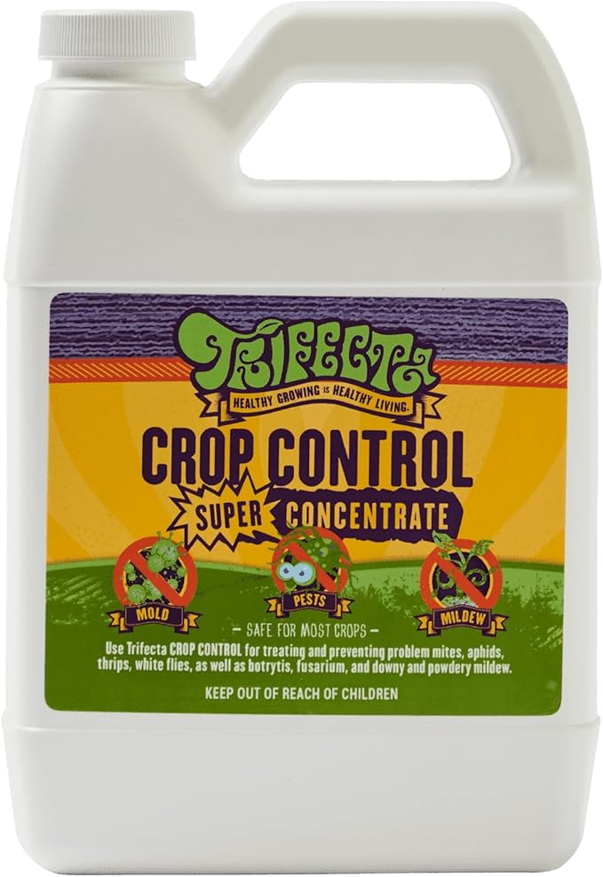 Trifecta Crop Control Super Concentrate All-in-One Natural Pesticide, Fungicide, Miticide, Insecticide, Help Defeat Spider Mites, Powdery Mildew, Botrytis, Mold, and More on Plants 16 OZ-VerdiqueGarden