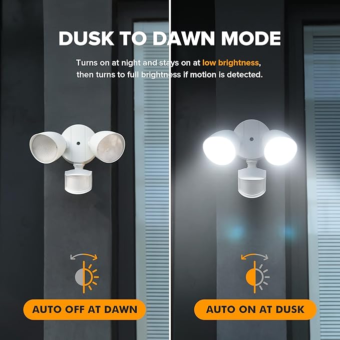 UME 2 Pack 32W 3500 Lumen LED Security Lights Motion Sensor Light Outdoor, 5000K Daylight, IP65 Waterproof, Dusk to Dawn, Motion Detector Flood Light for Garage, Yard, Porch-White-VerdiqueGarden