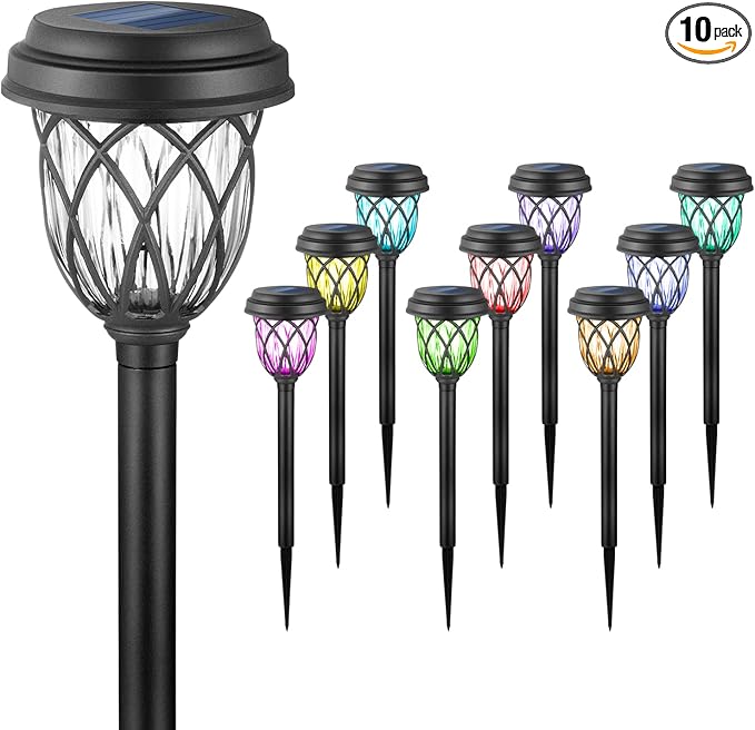 10 Pack Color Changing Solar Lights Outdoor Decorative for Garden Pathway Walkway, Solar Outdoor Decorations for Patio Garden Christmas.-VerdiqueGarden