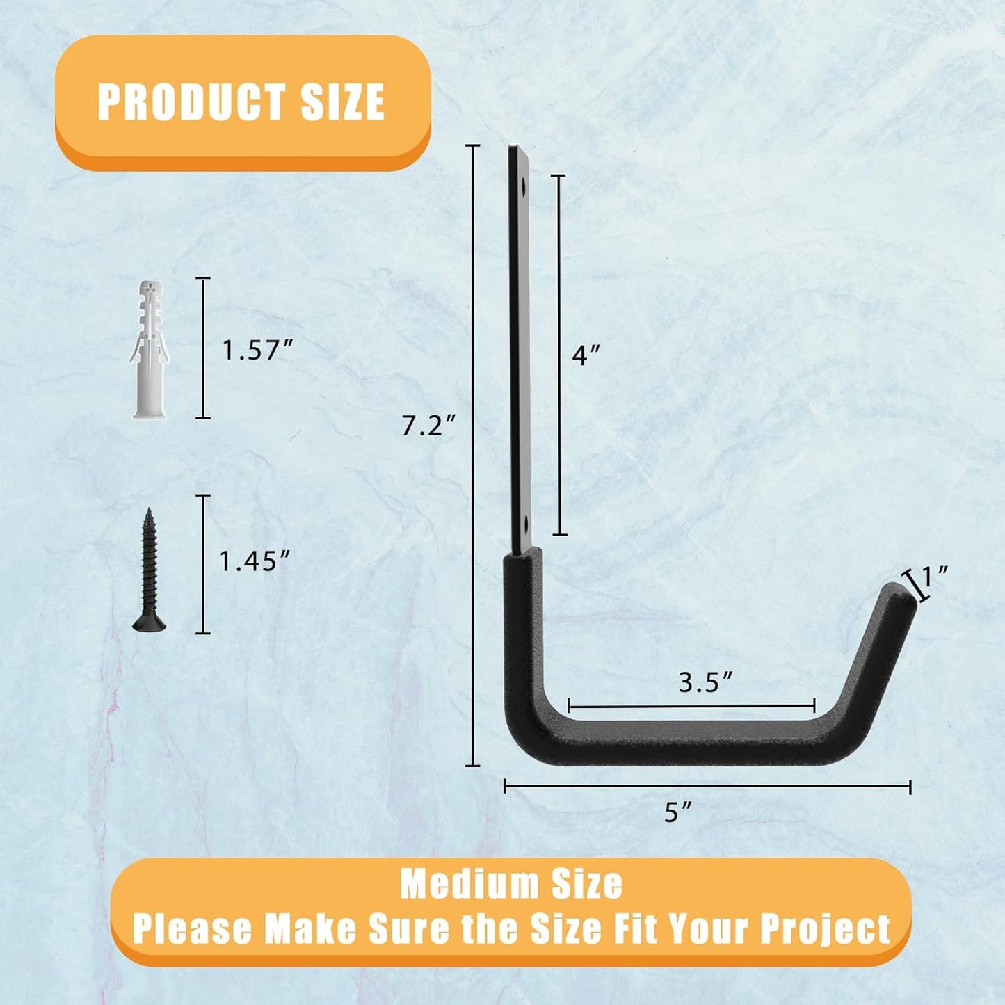 Heavy Duty Utility Hooks for Wall Mount, Garage Wall Hooks, Multi-Use Hose, Bike, Ladder, Chainsaw & Leaf Blower Hanger - 6 Medium (6 M)-VerdiqueGarden