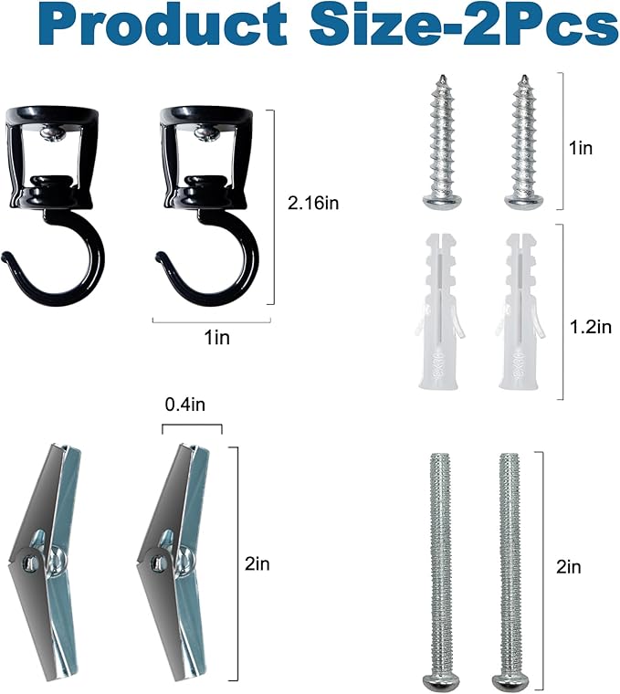 Ceiling Hooks for Hanging Plants (2 PCS Black),Heavy Duty Metal Plant Hooks, Screw in Hooks for Hanging Birdfeeders, Lamps, Planters, Outdoor Decorative Hooks up to 33 lbs-VerdiqueGarden