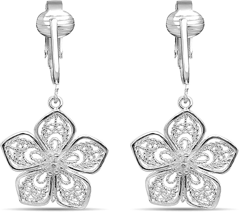 Silver Clip On Earrings For Women, They Look Pierced, Don't Pinch & Won't Fall Off, Hypoallergenic & Lightweight