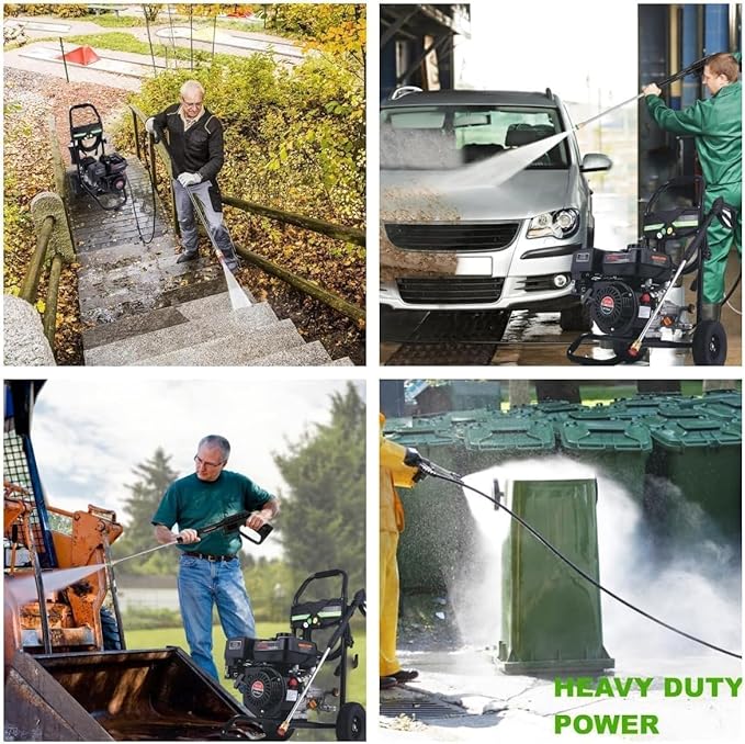 Commercial 4200PSI 4GPM 212CC Gas Pressure Washer, 7.0 HP Professional Gas Power Washer with 5 Nozzles 25FT Hose Foam Bottle for Car Fence Driveway Yard (EPA/CARB/ETL Compliant), Black-VerdiqueGarden