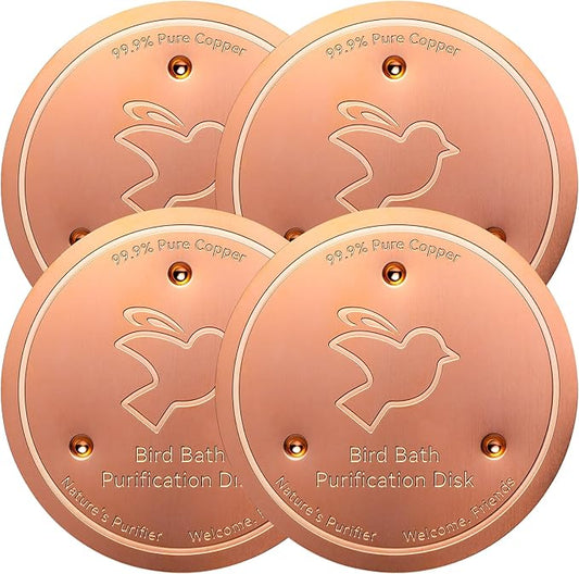 Mellbree 4-Pack Bird Bath Copper Disk, 0.6mm Reinforced 99.99% Pure Copper Cleaning Disk with Triple-Point Support for Physical Safe Clean Water All-Season-VerdiqueGarden