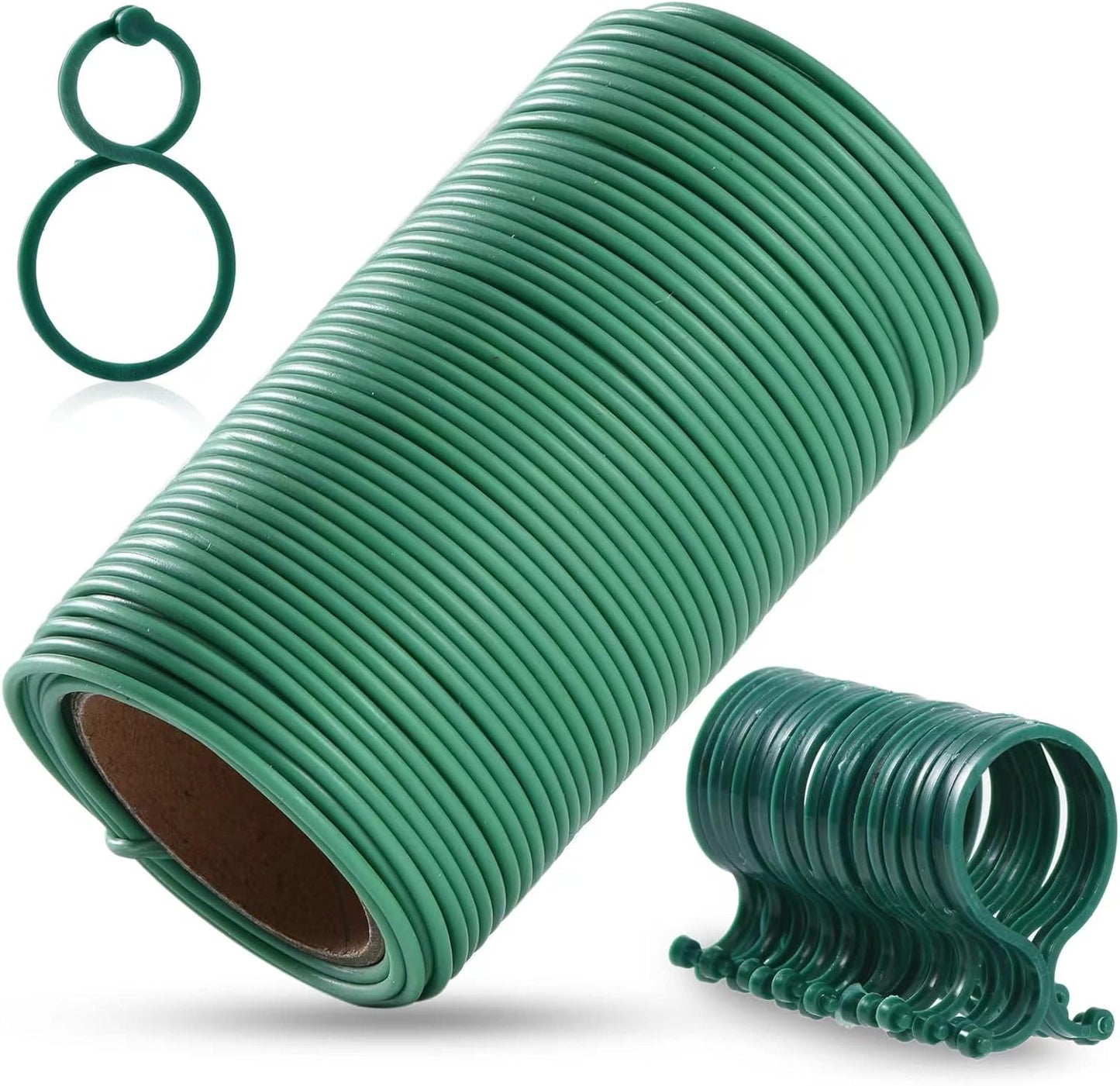 118ft Soft Green Twist Garden Ties with 20PCS Clips for Plants - 2mm Diameter-VerdiqueGarden