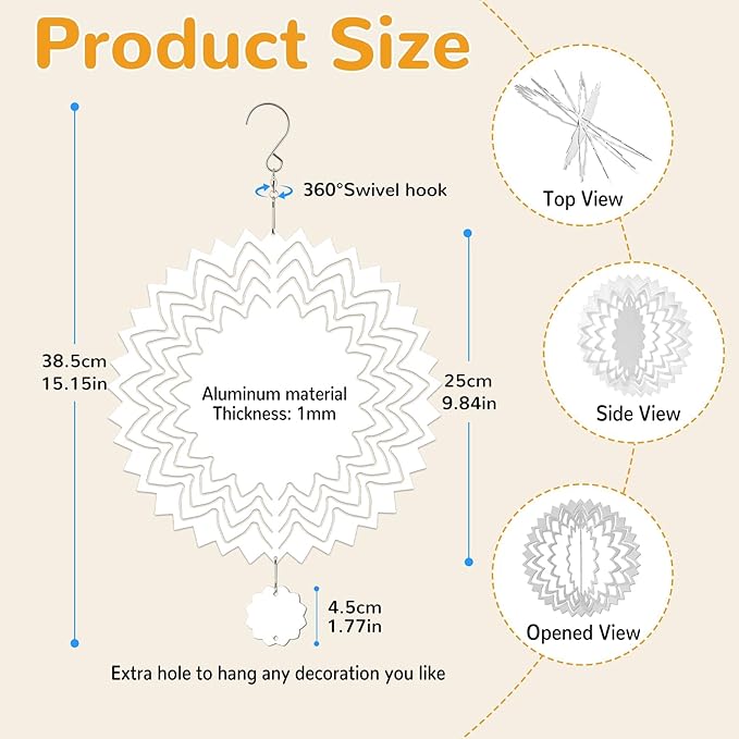 10 Pack Sublimation Wind Spinner Blanks, 10 Inch Sublimation Wind Spinners, 3D Aluminum Metal Hanging Wind Spinner Bulk for Garden Yard Outdoor, Window Porch Decoration for Heat Press Transfer DIY-VerdiqueGarden