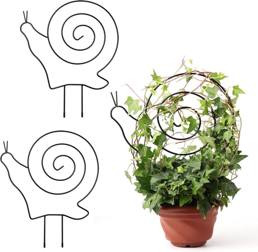 2 Pack Plant Trellis Indoor, 11" W x 13" H Small Trellis for Potted Plants, Decorative Trellis for Climbing Plants Indoor, Ideal for Vines on Tabletops, Balconies, Gardens and Lawns, Snail-Shaped-VerdiqueGarden