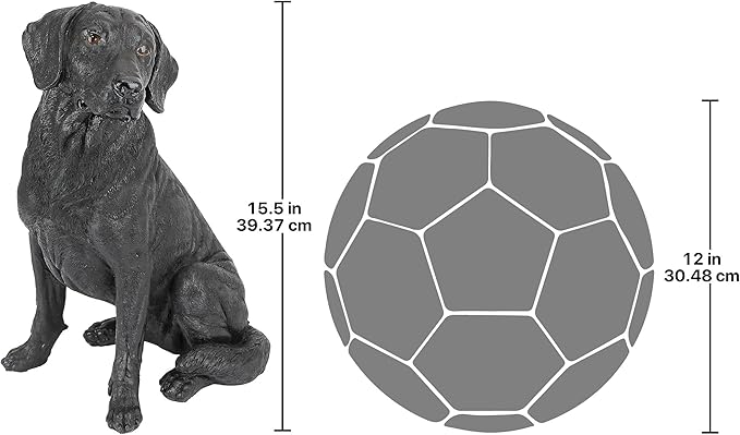 Design Toscano Labrador Retriever Dog Indoor/Outdoor Garden Statue, 9 Inch Wide, 15 Inch Tall, Cast Stone Resin, Black Painted Finish-VerdiqueGarden