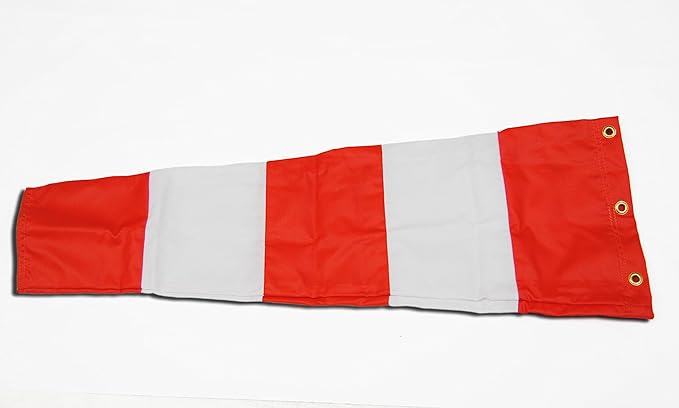 8" X 36" Orange and White Windsock with 8" Ball Bearing Frame USA Made-VerdiqueGarden