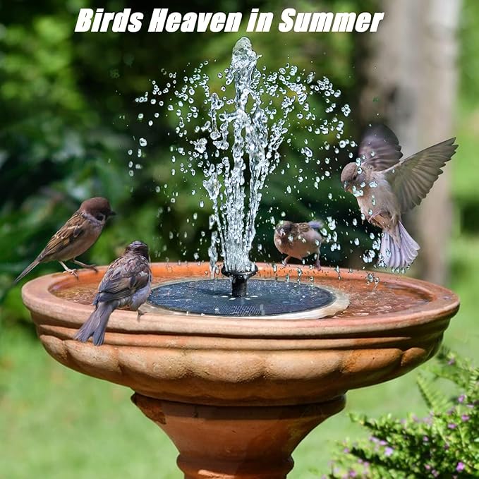SZMP Solar Fountain, 4W Solar Powered Bird Bath Fountains with 4000 Battery, Color LED Lights, Outdoor Water Feature Fountain Pump with 7 Nozzle and 4 Fixers for Garden, Patio, Pond, and Pool-VerdiqueGarden