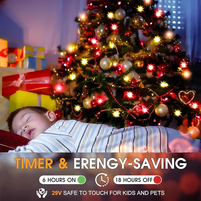 KNONEW 403ft 1000 LED String Lights Outdoor Christmas Lights 8 Modes & Timer Fairy Light Plug in Waterproof LED String Lights for Xmas Yard Tree Wedding Decorations (Red and Warm White)-VerdiqueGarden