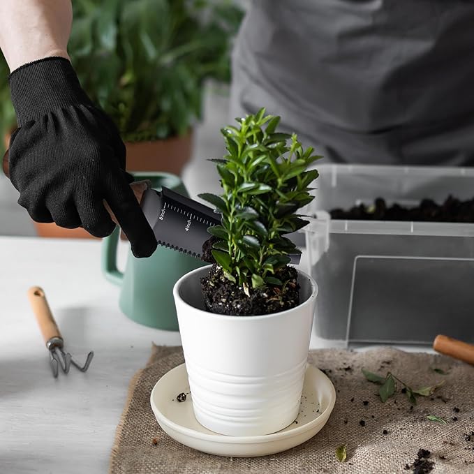 Hori Hori Garden Knife, Garden Tools with Sheath, 6" Stainless Steel Blade with Cutting Edge, Full-Tang Walnut Ergonomic Wood Handle with Hanging Hole, Weeding, Planting, Digging…-VerdiqueGarden