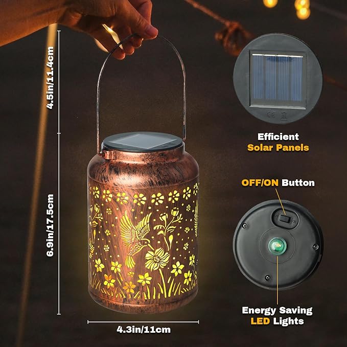 Hummingbird Lanterns Outdoor, Waterproof Hanging Lantern Garden Decor, Birthday Gifts for Women, Men, Mom, Mothers Day Gifts, Lights Outdoor Apply Patio, Yard, Lawn, Balcony-VerdiqueGarden