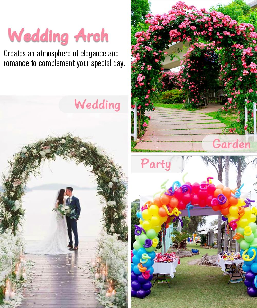 Queension Metal Arch Backdrop Stand 7Ft Wide 7.7Ft High, Wedding Arch Frame for Wedding Decorations, Balloon Arch Stand with Base for Ceremony, Outdoor Garden Arch Trellis for Climbing Plants, Gold-VerdiqueGarden