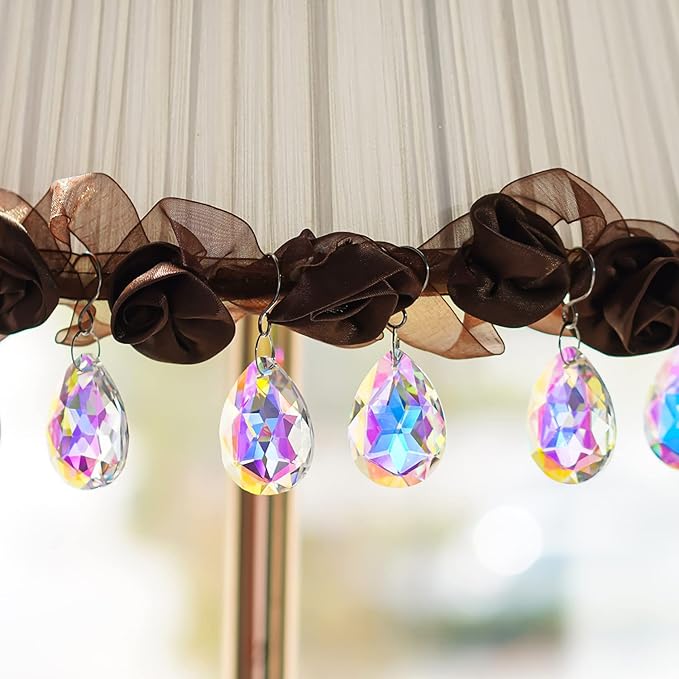 10pcs 38mm Suncatcher Crystal Teardrops Chandelier Parts,Chandelier Crystal Prisms Pendants with Hook,Hanging Crystals for Lamp Window Christmas Tree Decoration(AB Colors)-VerdiqueGarden