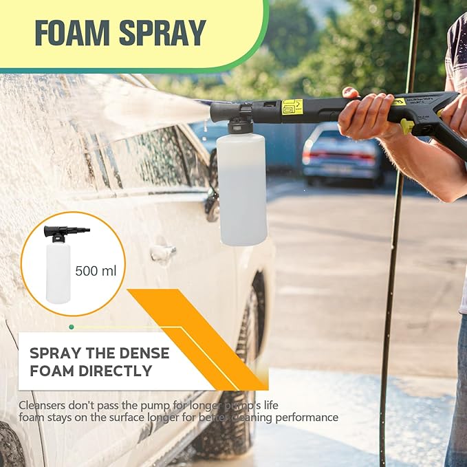 Pressure Washer with 25 FT Hose, 16.4 FT Power Cord, Soap Tank Car Wash Machine Green-VerdiqueGarden