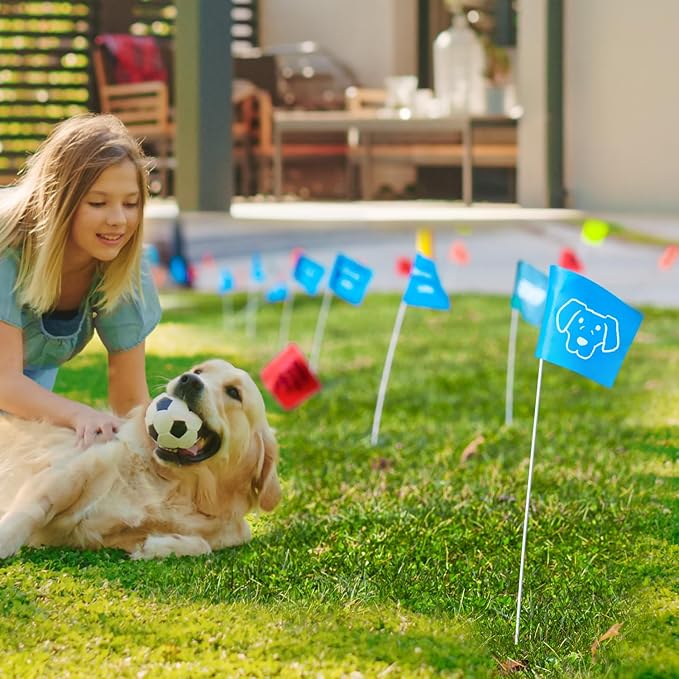 Zozen 50Pack Blue Marking Flags, Writable/15x4x5 Inch, Yard Flags for Lawn & Irrigation & Landscape & Sprinkler & Survey & Dog Training.-VerdiqueGarden