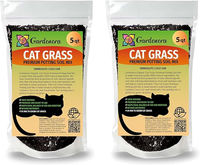 Cat Grass Growing Medium - Provide Your Cat with a Fun and Healthy Source of Greens - 10 QUARTS-VerdiqueGarden