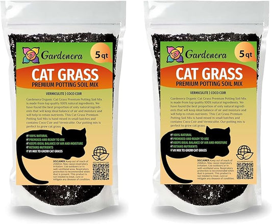 Cat Grass Growing Medium - Provide Your Cat with a Fun and Healthy Source of Greens - 10 QUARTS-VerdiqueGarden