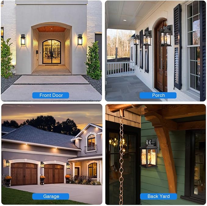 VIANIS Porch Lights Outdoor with Motion Sensor, Dusk to Dawn Outdoor Wall Lights Lantern, Anti-Rust Matte Black Outside Light Fixture Sconce for House, Patio, Garage, Waterproof-VerdiqueGarden