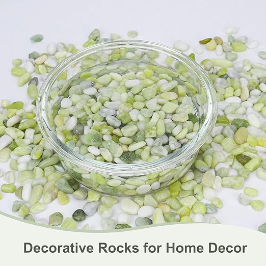 10 lbs Jade Pebbles for Indoor Plants, Decorative Pebbles for Bamboo, Vase, 3/8" Plant Gravel for Pots Indoor, Highly Polished Small River Rocks-VerdiqueGarden