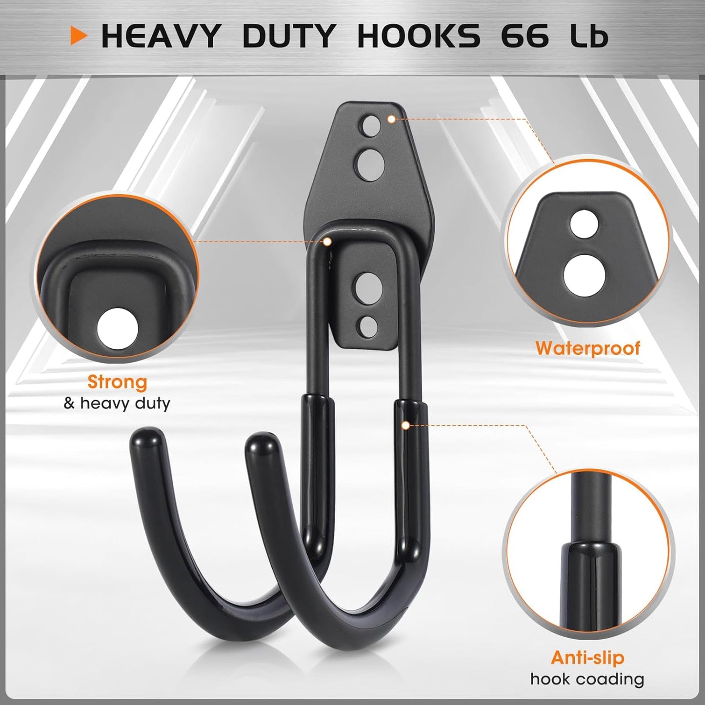 Hose Hanger Wall Mount 2 Pack,Heavy Duty Hose Holder with Screws Metal Hose Hangers for Outside,Hose Rack Suitable for Garage,Garden and Yard,Black-VerdiqueGarden