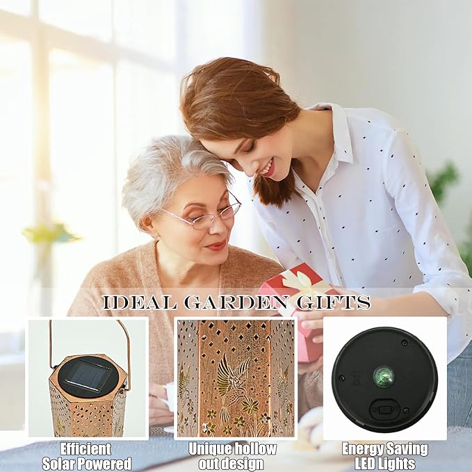 Hummingbird Solar Lanterns Outdoor Waterproof - Birthday Gifts for Women, Men, Mom, Mothers Day Gifts, Solar Lights Outdoor Hanging Garden Decor for Outside, Patio, Outdoor, Yard, Lawn, Balcony-VerdiqueGarden