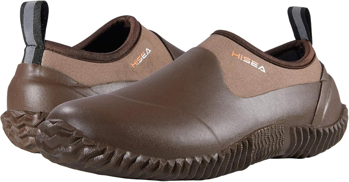 HISEA Unisex Waterproof Garden Shoes, Men's Rubber Rain Boots Women's Ankle Rain Shoes Neoprene Camp Booties Outdoor Slip-On Footwear for Gardening, Farming, Camping, Car Wash, Lawn Care and Yard Work-VerdiqueGarden