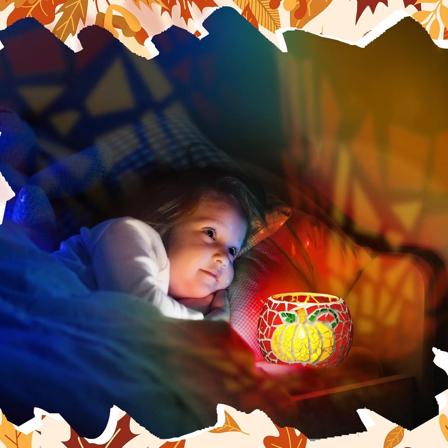 2 Set Glass Mosaic Candle Holder Kit Include Tea Light Holder, Glass Mosaic Tiles DIY Crafts Creativity Handmade Artwork for Adults Home Lighting Decor(Autumn Theme)-VerdiqueGarden