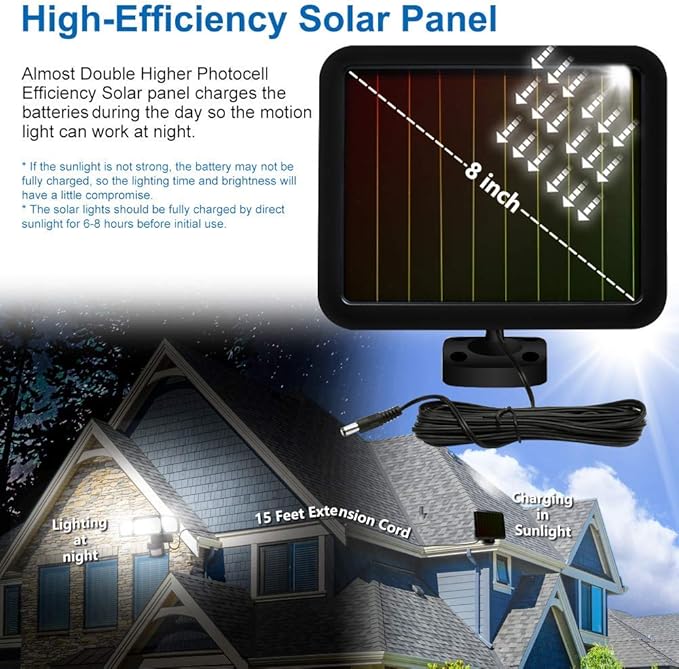 AmeriTop Solar Lights Outdoor, Super Bright 1600LM LED 6000K Solar Motion Sensor Lights with Wide Angle Illumination; 3 Adjustable Heads, IP65 Waterproof Outdoor Security Lighting (Black)-VerdiqueGarden