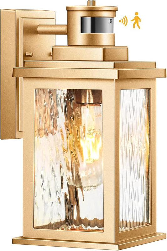 VIANIS Motion Sensor Porch Lights, Outdoor Light Fixtures Wall Mount Dusk to Dawn, Gold Waterproof Exterior Lights for House, Outdoor Wall Lights for House, Doorway, Patio, Anti-Rust-VerdiqueGarden
