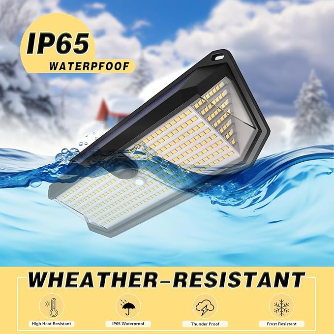Solar Lights Outdoor, 4000LM 380 LEDs Solar Motion Lights Outdoor Waterproof, 3 Modes 270° Wide Angle Security Light for Stairways/Front Door/Garage/Deck（4 Pack）-VerdiqueGarden