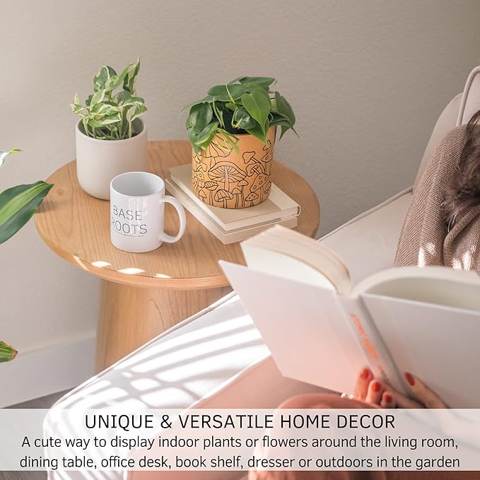 BASE ROOTS Mushroom Planter, Speckled Terracotta, Indoor/Outdoor, Holds Small Plants-VerdiqueGarden