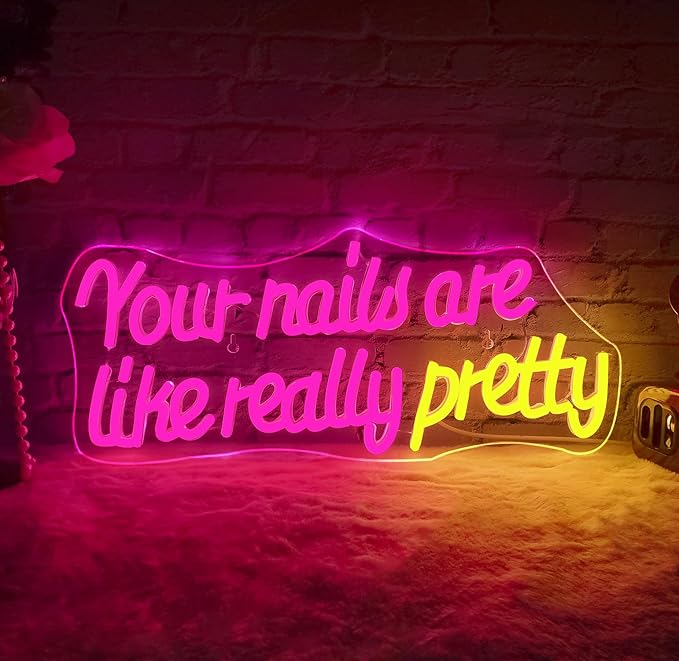 WLHOPE Your Nails Are Like Really Pretty Neon Sign, Nail Neon Signs for Wall Decor, Pink Led Signs USB Connectivity Nails Light Up Signs for Nails Shop Nails Salon Home Bar Girls Room Beauty Shop Nails Room-VerdiqueGarden