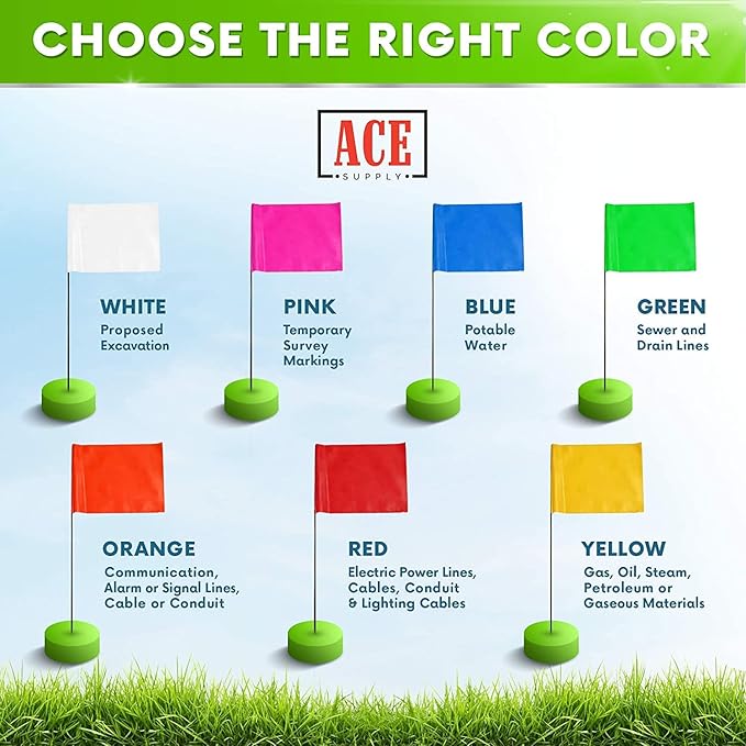 Fluorescent Lime Marking Flags 1000 Pack - 4x5x15 Inch Marker Flags for Outside - Markers For Lawn, Irrigation, Landscaping, Survey & Sprinkler Head Marking-VerdiqueGarden