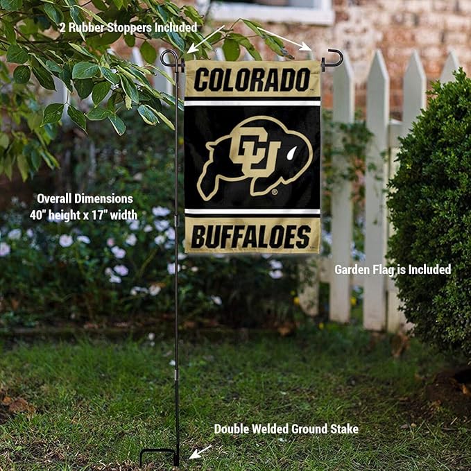 College Flags & Banners Co. Colorado Buffaloes Garden Flag with Stand Holder-VerdiqueGarden