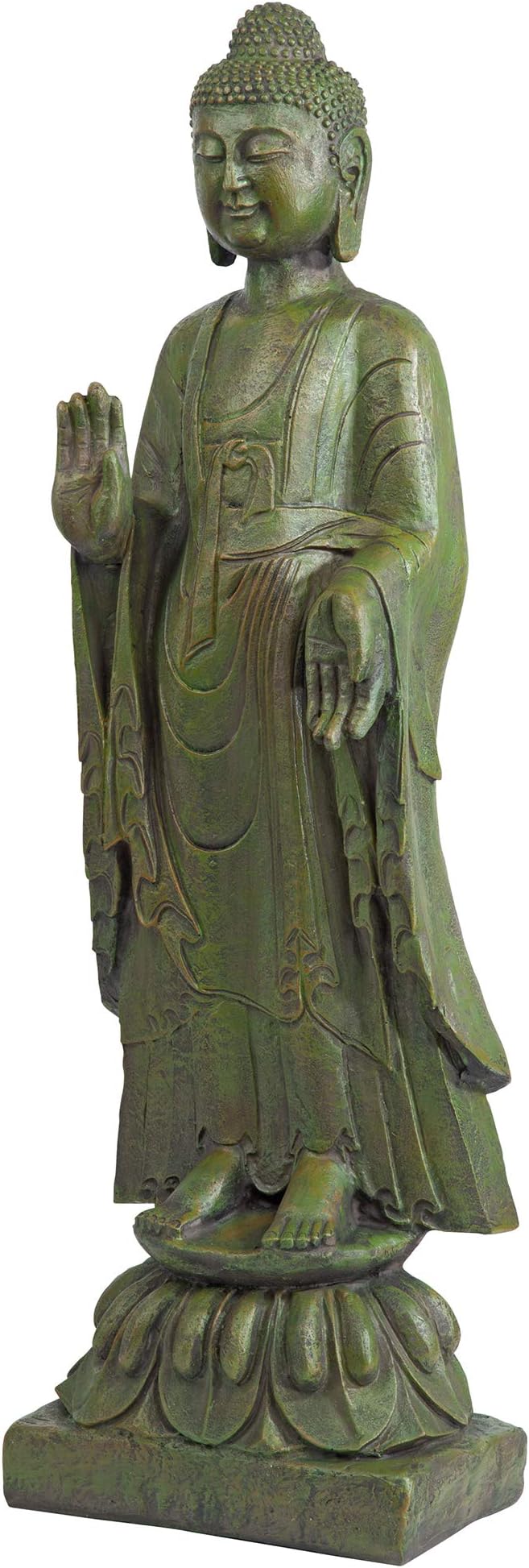 Design Toscano Enlightened One Asian Decor Indoor/Outdoor Garden Statue, 12 inches Wide, 40 inches Tall, Cast Stone Resin, Green Bronze Finish-VerdiqueGarden