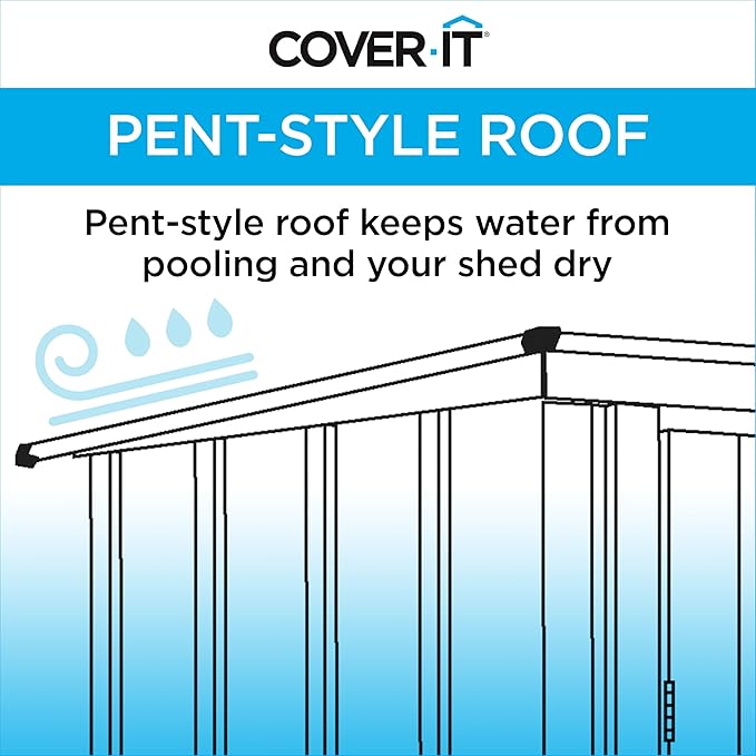 Cover It 6' x 4' Galvanized Steel Outdoor Storage Shed with Pent Roof and Lockable Sliding Doors, Weather-Resistant Steel Storage Shed for Backyards, Tan-VerdiqueGarden