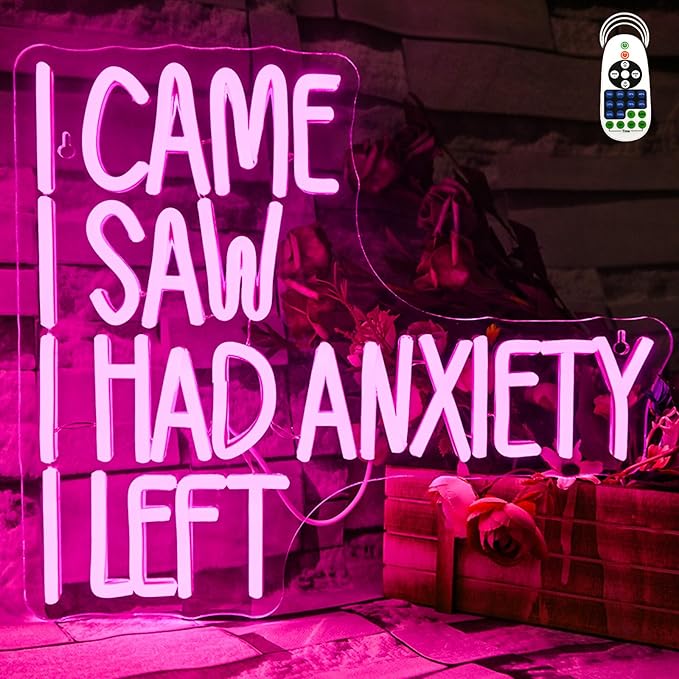 CAME SAW HAD ANXIETY LEFT Neon Sign Wall Decor, Neon Light for Christmas Party Bar Home Christmas Decorations Family Gifts-VerdiqueGarden