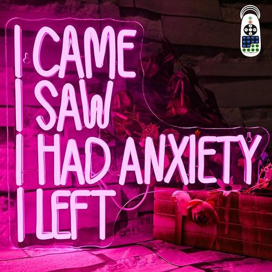 CAME SAW HAD ANXIETY LEFT Neon Sign Wall Decor, Neon Light for Christmas Party Bar Home Christmas Decorations Family Gifts-VerdiqueGarden