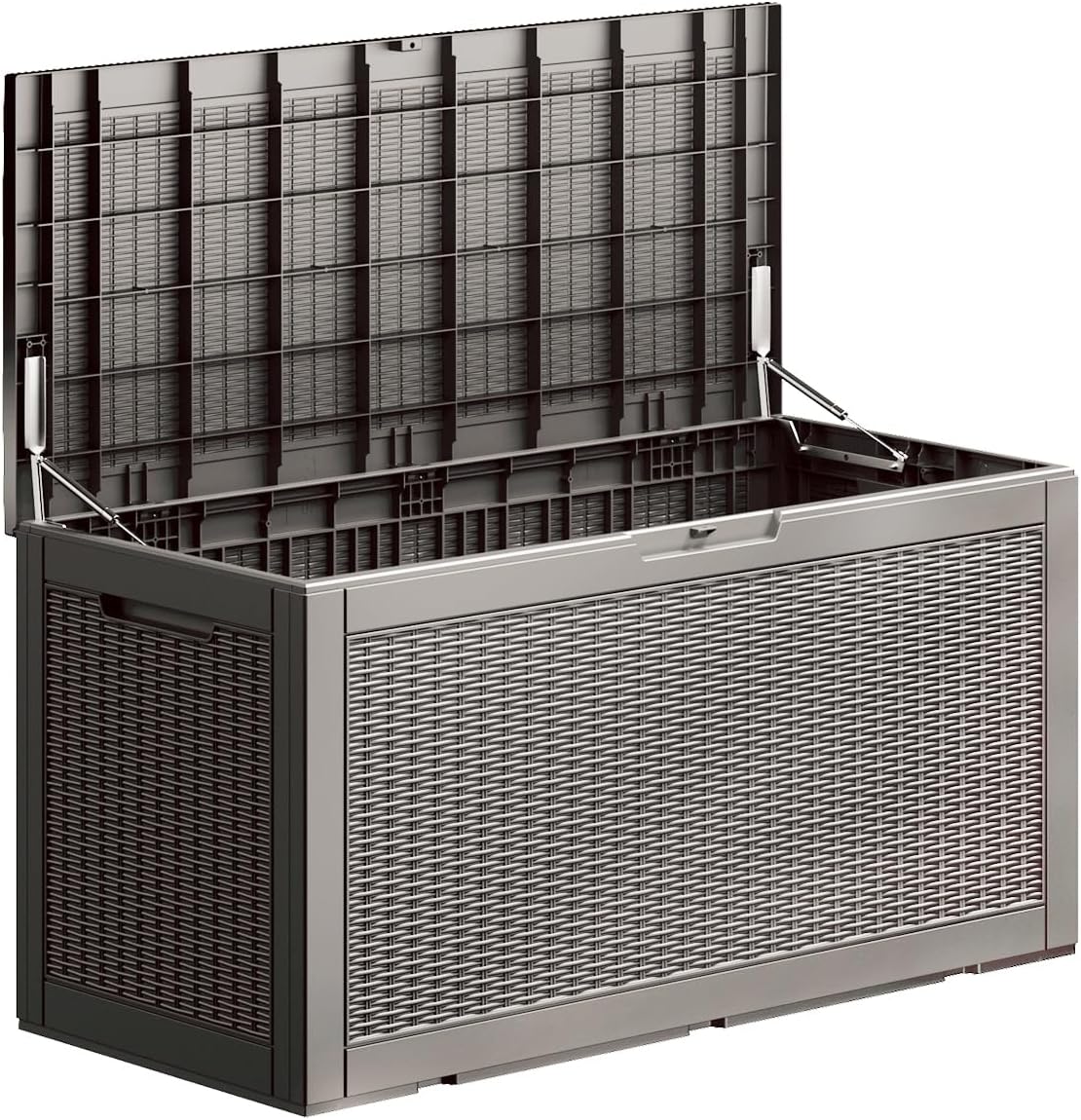 100 Gallon Waterproof Deck Box, Lockable Resin Storage Box for Patio Furniture Cushions Garden Tools and Outdoor Delivery Storage, Coffee-VerdiqueGarden