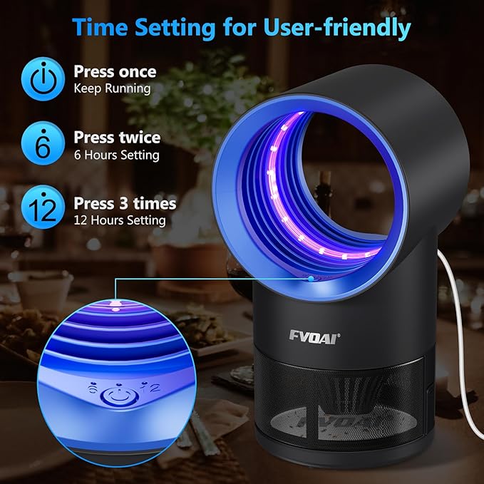 Fruit Fly Trap for Indoors, Fly Traps Indoor for Home Gnat Traps House Indoor, Bugs Trap with Time Setting, 10 Sticky Glue Boards Black-VerdiqueGarden